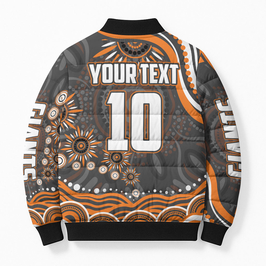 Personalized GWS Giants Rugby Bomber Puffer Jacket Aboriginal Dot Art - Dreamtime Football Mascot