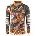Personalized GWS Giants Rugby Button Sweatshirt Aboriginal Dot Art - Dreamtime Football Mascot