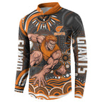 Personalized GWS Giants Rugby Button Sweatshirt Aboriginal Dot Art - Dreamtime Football Mascot