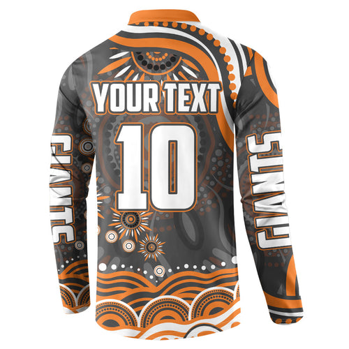 Personalized GWS Giants Rugby Button Sweatshirt Aboriginal Dot Art - Dreamtime Football Mascot
