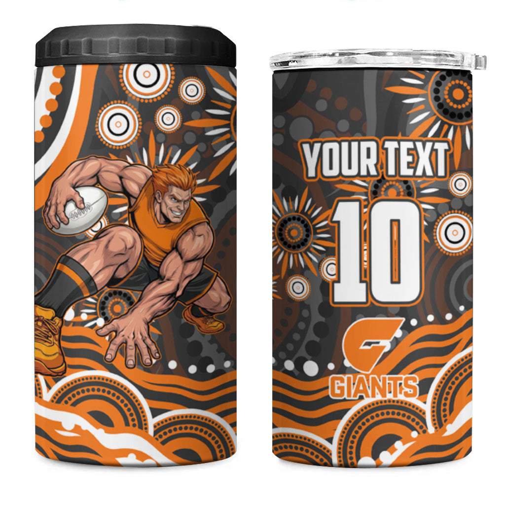 Personalized GWS Giants Rugby 4 in 1 Can Cooler Tumbler Aboriginal Dot Art - Dreamtime Football Mascot