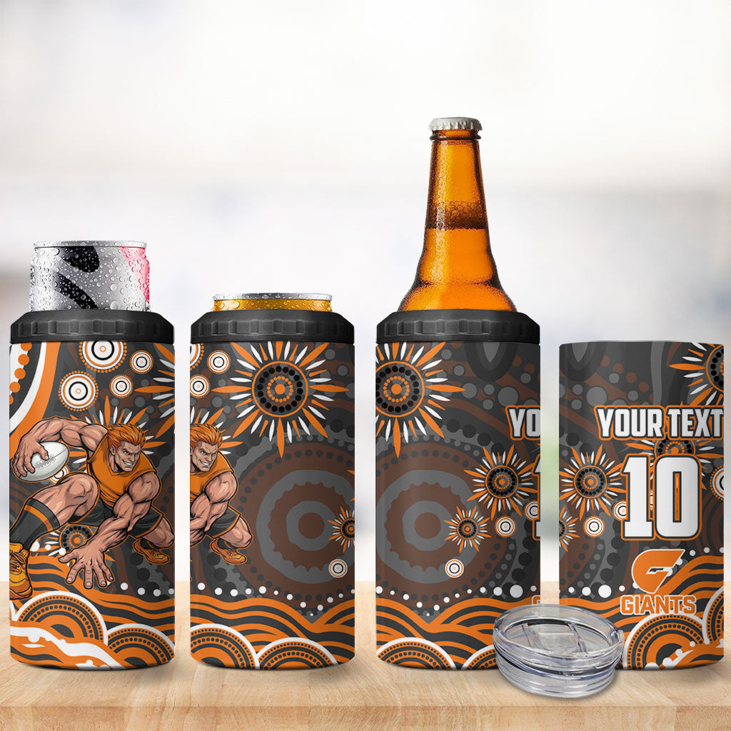 Personalized GWS Giants Rugby 4 in 1 Can Cooler Tumbler Aboriginal Dot Art - Dreamtime Football Mascot