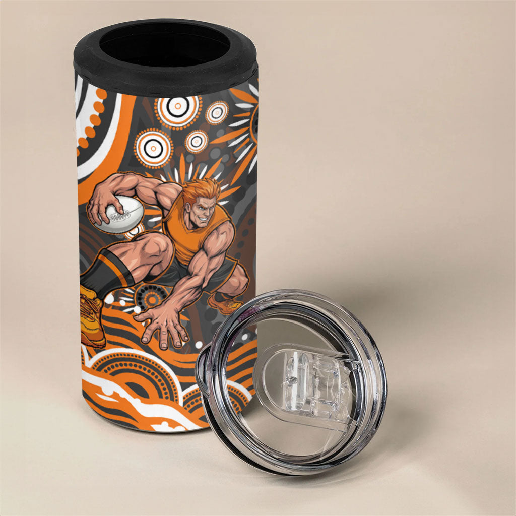 Personalized GWS Giants Rugby 4 in 1 Can Cooler Tumbler Aboriginal Dot Art - Dreamtime Football Mascot