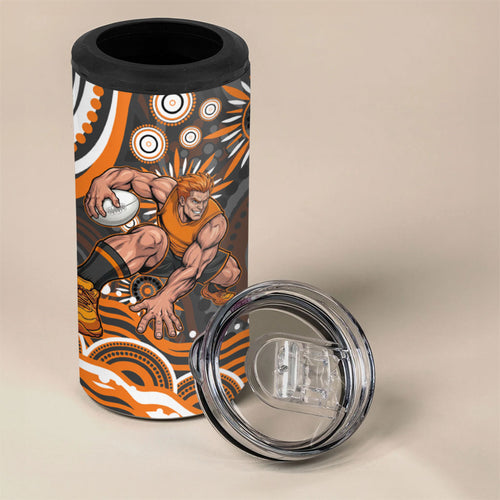 Personalized GWS Giants Rugby 4 in 1 Can Cooler Tumbler Aboriginal Dot Art - Dreamtime Football Mascot
