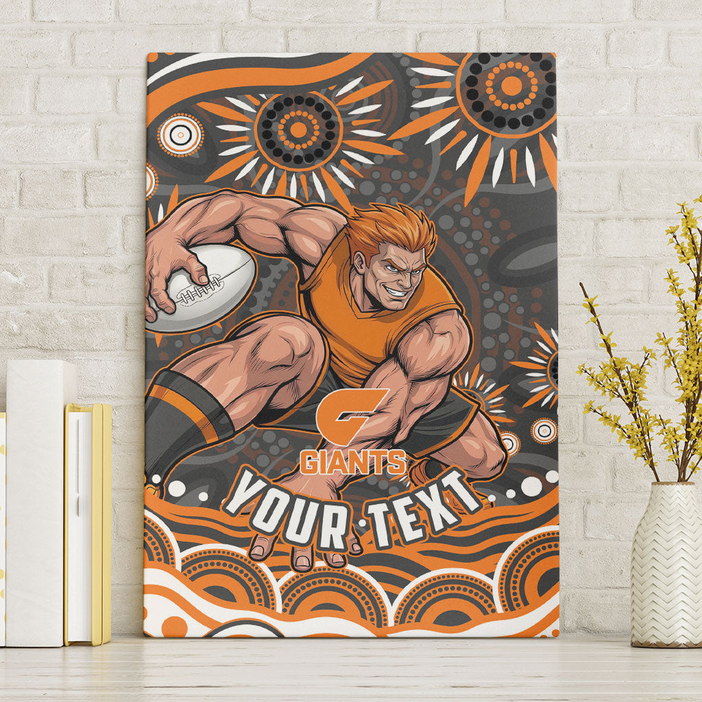 Personalized GWS Giants Rugby Canvas Wall Art Aboriginal Dot Art - Dreamtime Football Mascot
