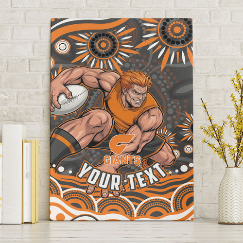 Personalized GWS Giants Rugby Canvas Wall Art Aboriginal Dot Art - Dreamtime Football Mascot