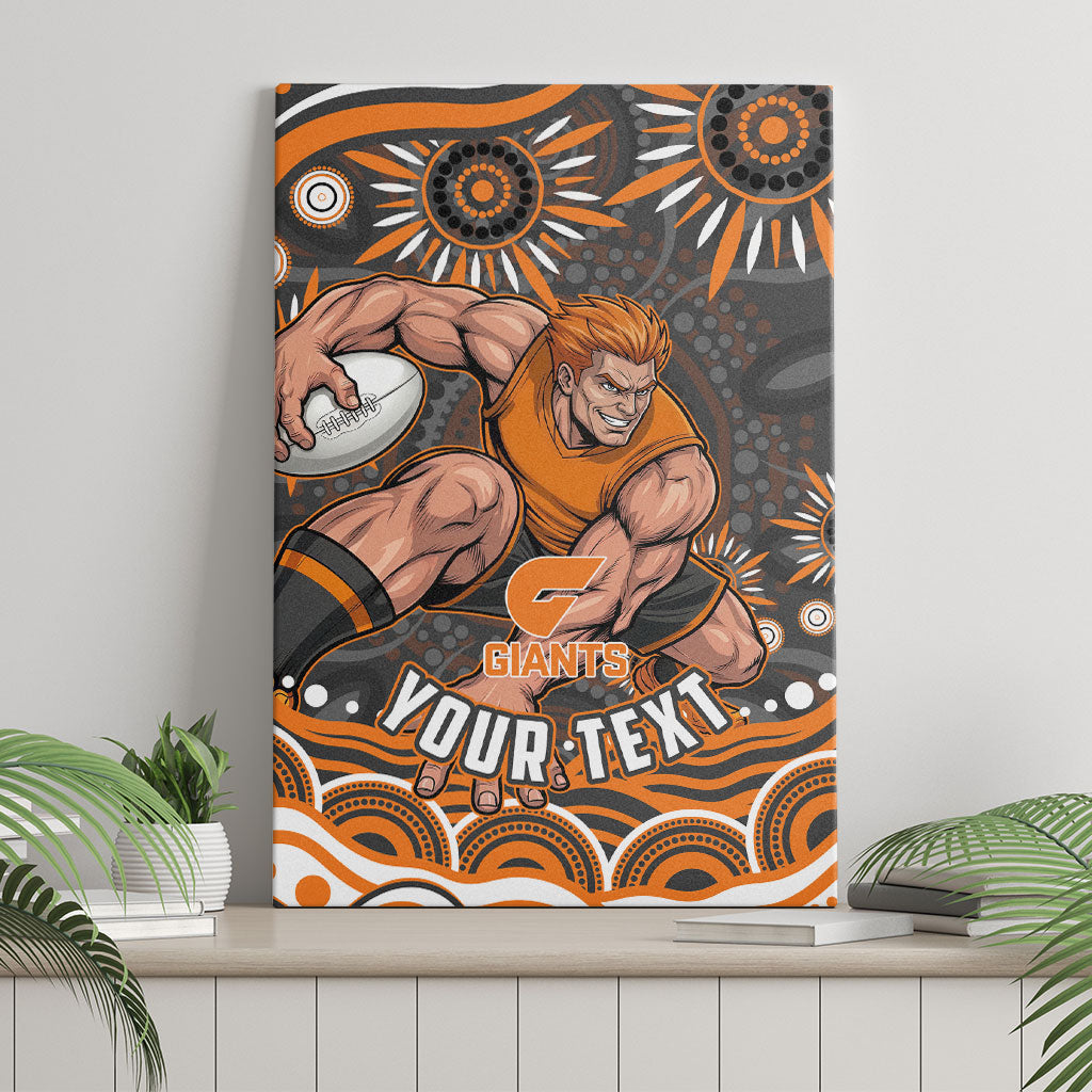 Personalized GWS Giants Rugby Canvas Wall Art Aboriginal Dot Art - Dreamtime Football Mascot