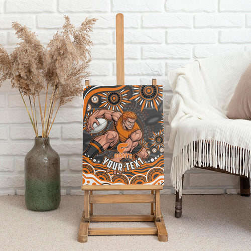 Personalized GWS Giants Rugby Canvas Wall Art Aboriginal Dot Art - Dreamtime Football Mascot