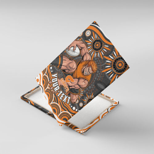 Personalized GWS Giants Rugby Canvas Wall Art Aboriginal Dot Art - Dreamtime Football Mascot