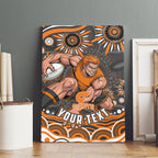 Personalized GWS Giants Rugby Canvas Wall Art Aboriginal Dot Art - Dreamtime Football Mascot