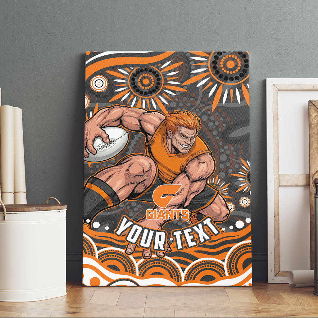 Personalized GWS Giants Rugby Canvas Wall Art Aboriginal Dot Art - Dreamtime Football Mascot