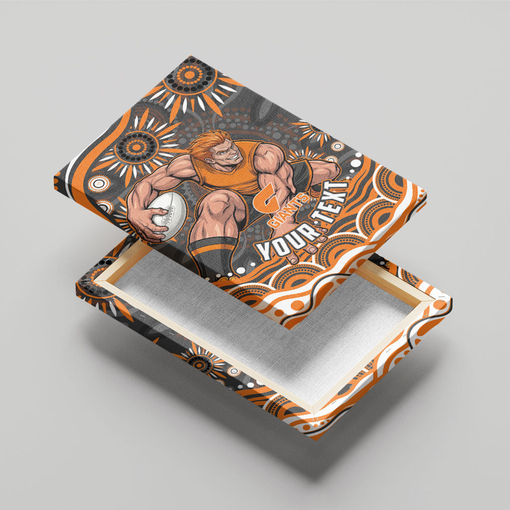 Personalized GWS Giants Rugby Canvas Wall Art Aboriginal Dot Art - Dreamtime Football Mascot
