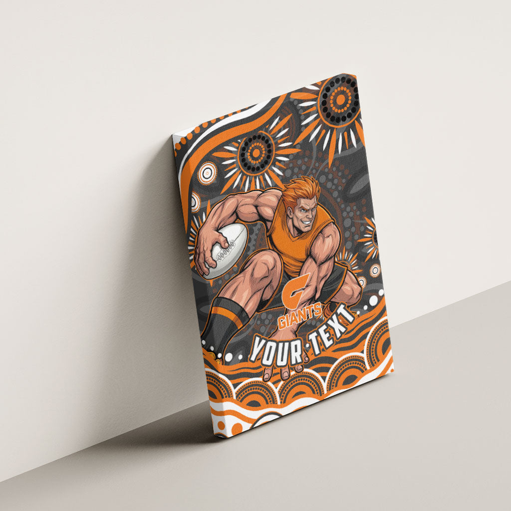 Personalized GWS Giants Rugby Canvas Wall Art Aboriginal Dot Art - Dreamtime Football Mascot