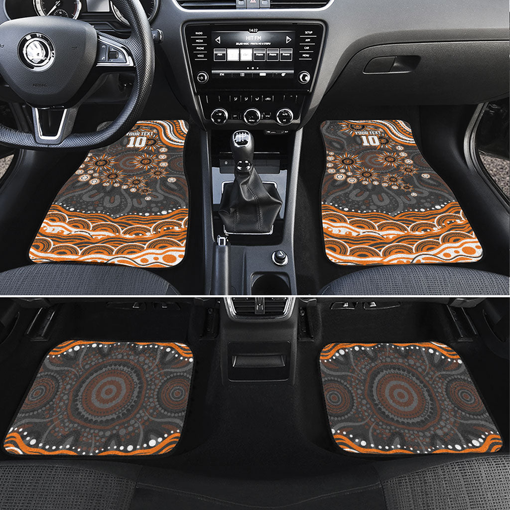 Personalized GWS Giants Rugby Car Mats Aboriginal Dot Art - Dreamtime Football Mascot
