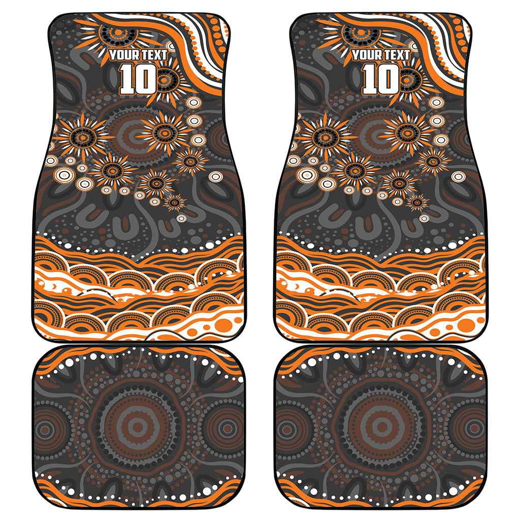 Personalized GWS Giants Rugby Car Mats Aboriginal Dot Art - Dreamtime Football Mascot