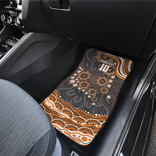 Personalized GWS Giants Rugby Car Mats Aboriginal Dot Art - Dreamtime Football Mascot