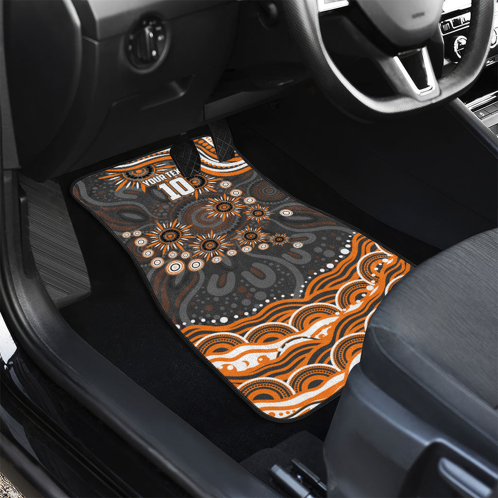 Personalized GWS Giants Rugby Car Mats Aboriginal Dot Art - Dreamtime Football Mascot