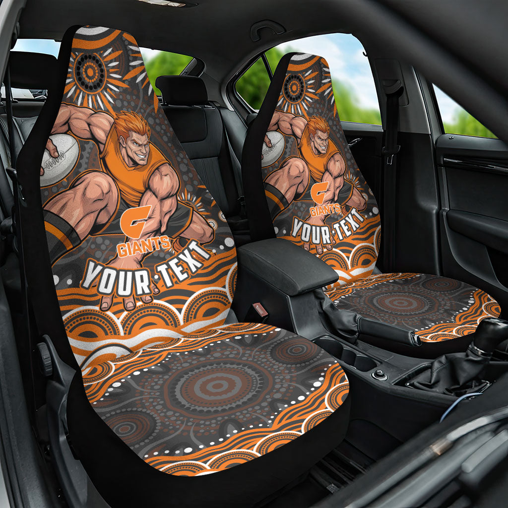 Personalized GWS Giants Rugby Car Seat Cover Aboriginal Dot Art - Dreamtime Football Mascot