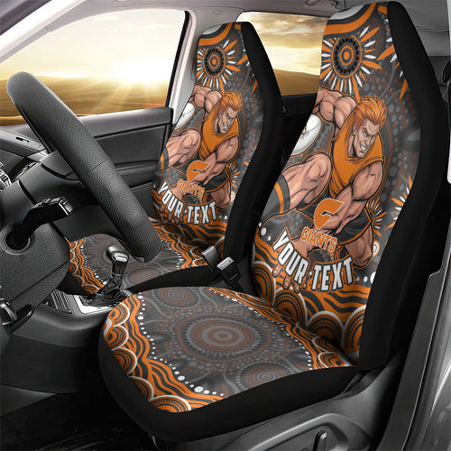 Personalized GWS Giants Rugby Car Seat Cover Aboriginal Dot Art - Dreamtime Football Mascot