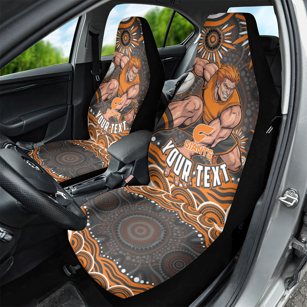 Personalized GWS Giants Rugby Car Seat Cover Aboriginal Dot Art - Dreamtime Football Mascot