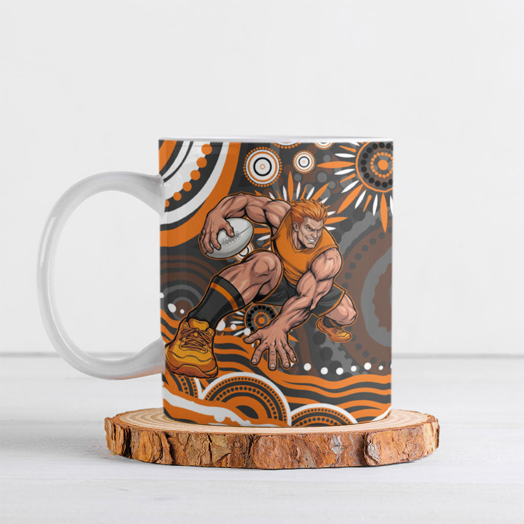 Personalized GWS Giants Rugby Ceramic Mug Aboriginal Dot Art - Dreamtime Football Mascot