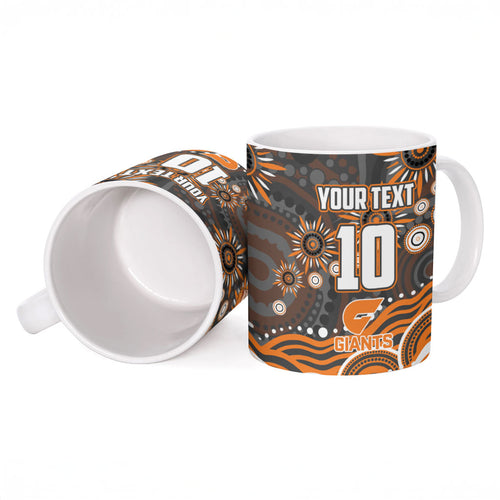 Personalized GWS Giants Rugby Ceramic Mug Aboriginal Dot Art - Dreamtime Football Mascot