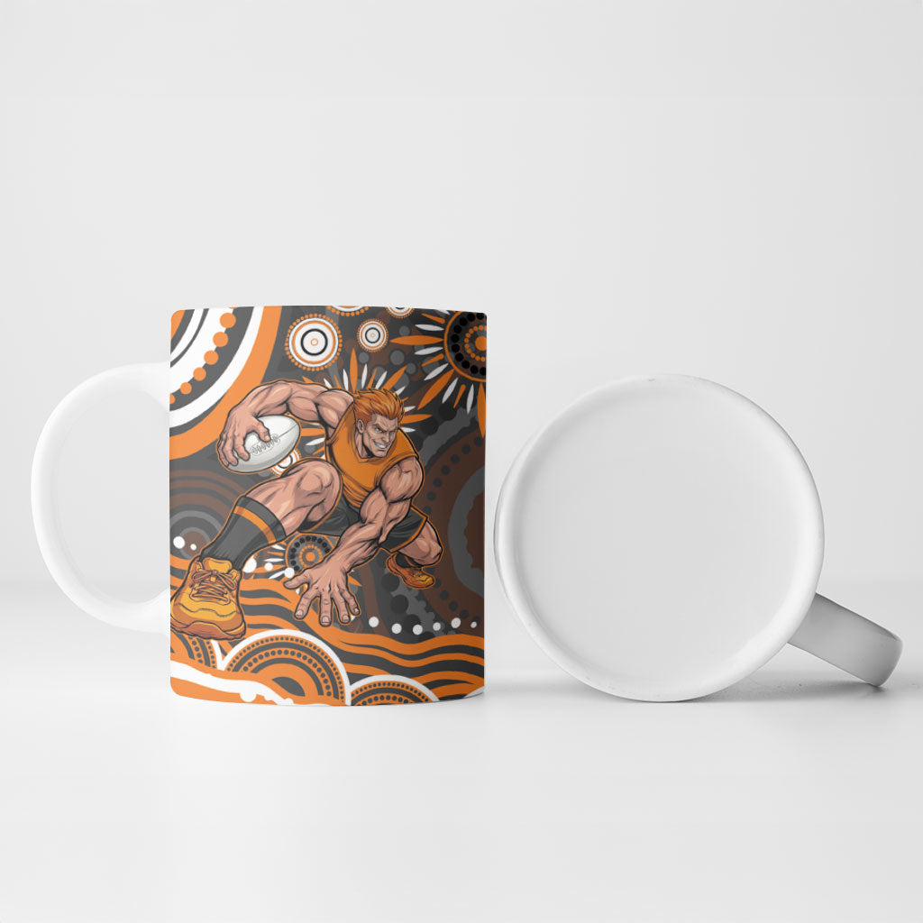 Personalized GWS Giants Rugby Ceramic Mug Aboriginal Dot Art - Dreamtime Football Mascot