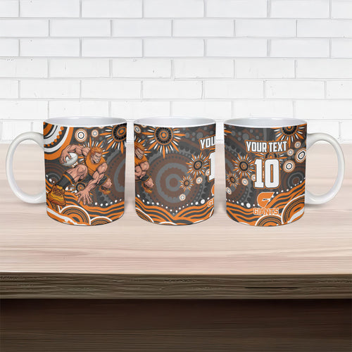 Personalized GWS Giants Rugby Ceramic Mug Aboriginal Dot Art - Dreamtime Football Mascot