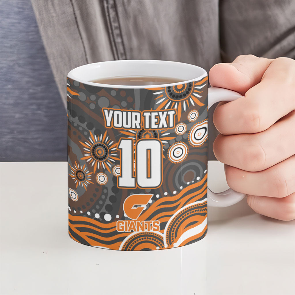 Personalized GWS Giants Rugby Ceramic Mug Aboriginal Dot Art - Dreamtime Football Mascot