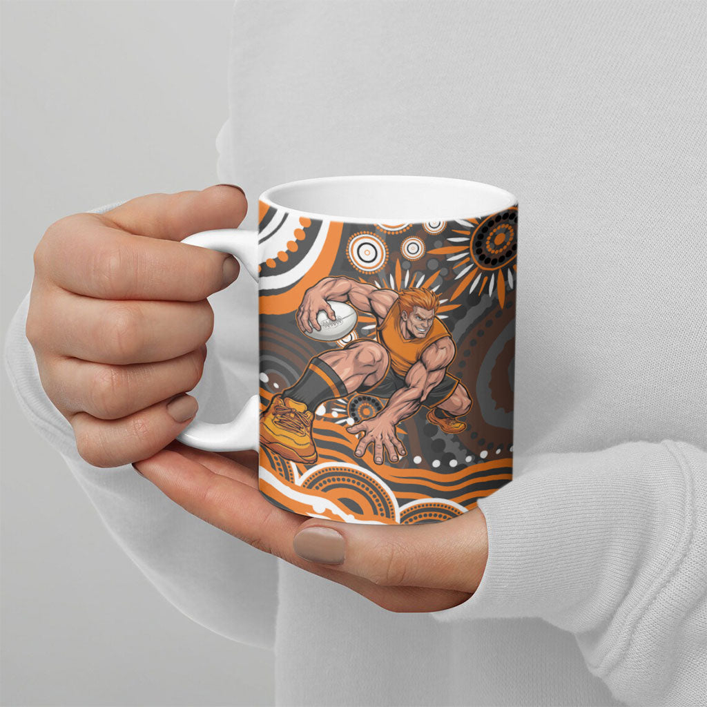 Personalized GWS Giants Rugby Ceramic Mug Aboriginal Dot Art - Dreamtime Football Mascot