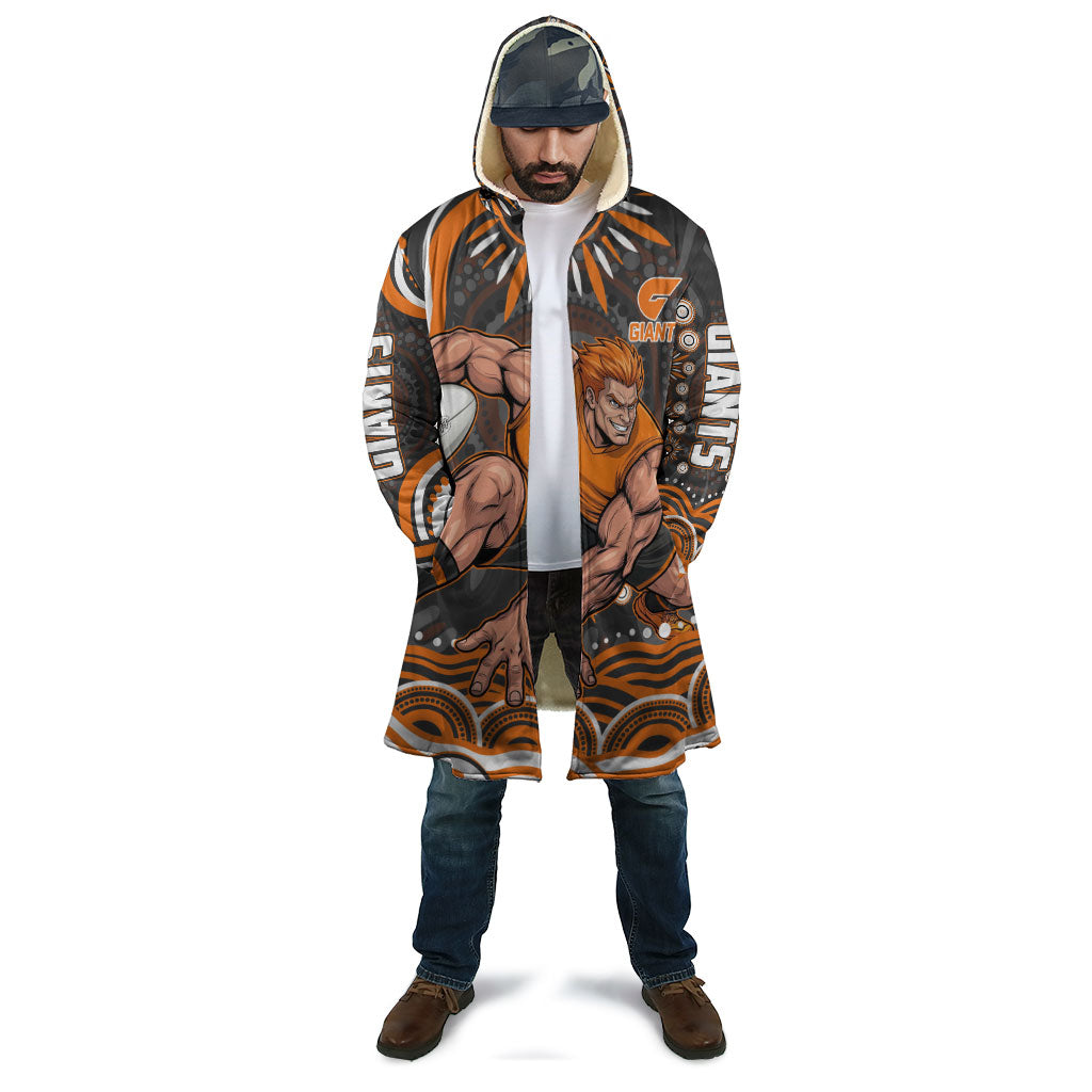 Personalized GWS Giants Rugby Cloak Aboriginal Dot Art - Dreamtime Football Mascot