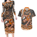 Personalized GWS Giants Rugby Couples Matching Long Sleeve Bodycon Dress and Hawaiian Shirt Aboriginal Dot Art - Dreamtime Football Mascot