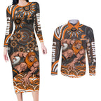 Personalized GWS Giants Rugby Couples Matching Long Sleeve Bodycon Dress and Long Sleeve Button Shirt Aboriginal Dot Art - Dreamtime Football Mascot