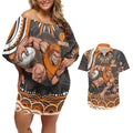 Personalized GWS Giants Rugby Couples Matching Off Shoulder Short Dress and Hawaiian Shirt Aboriginal Dot Art - Dreamtime Football Mascot