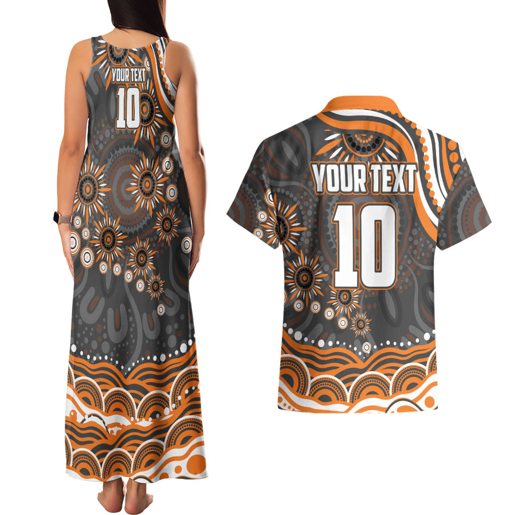 Personalized GWS Giants Rugby Couples Matching Tank Maxi Dress and Hawaiian Shirt Aboriginal Dot Art - Dreamtime Football Mascot