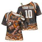 Personalized GWS Giants Rugby Cross Shoulder Shirt Aboriginal Dot Art - Dreamtime Football Mascot