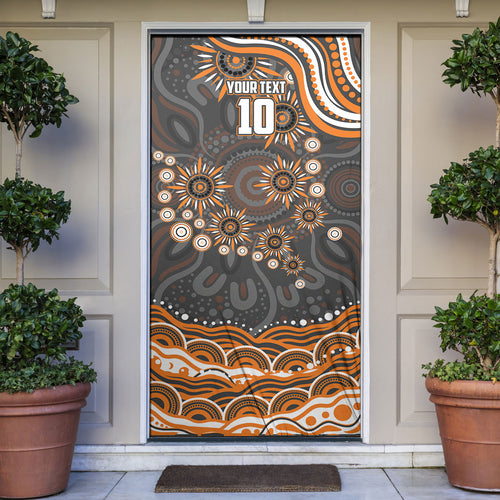 Personalized GWS Giants Rugby Door Cover Aboriginal Dot Art - Dreamtime Football Mascot
