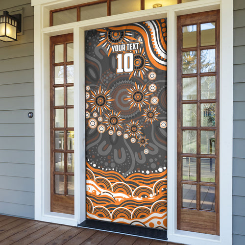 Personalized GWS Giants Rugby Door Cover Aboriginal Dot Art - Dreamtime Football Mascot