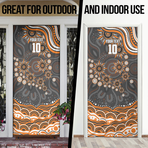 Personalized GWS Giants Rugby Door Cover Aboriginal Dot Art - Dreamtime Football Mascot