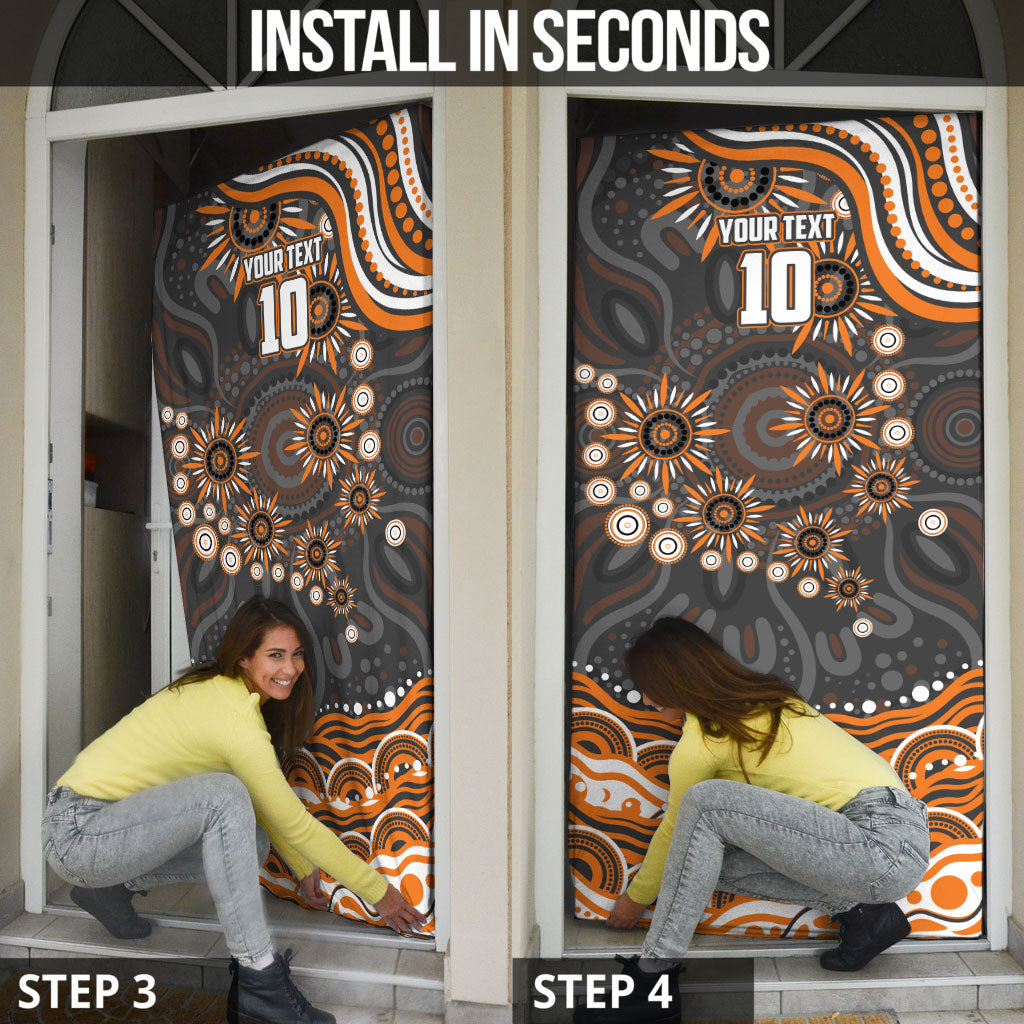 Personalized GWS Giants Rugby Door Cover Aboriginal Dot Art - Dreamtime Football Mascot