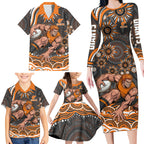 Personalized GWS Giants Rugby Family Matching Long Sleeve Bodycon Dress and Hawaiian Shirt Aboriginal Dot Art - Dreamtime Football Mascot
