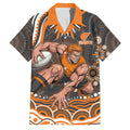 Personalized GWS Giants Rugby Family Matching Long Sleeve Bodycon Dress and Hawaiian Shirt Aboriginal Dot Art - Dreamtime Football Mascot