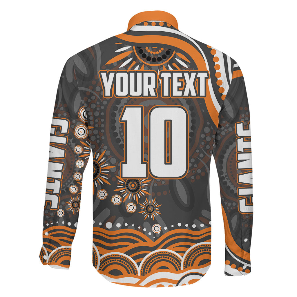 Personalized GWS Giants Rugby Family Matching Long Sleeve Bodycon Dress and Hawaiian Shirt Aboriginal Dot Art - Dreamtime Football Mascot
