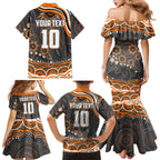 Personalized GWS Giants Rugby Family Matching Mermaid Dress and Hawaiian Shirt Aboriginal Dot Art - Dreamtime Football Mascot