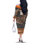 Personalized GWS Giants Rugby Family Matching Off The Shoulder Long Sleeve Dress and Hawaiian Shirt Aboriginal Dot Art - Dreamtime Football Mascot