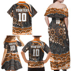 Personalized GWS Giants Rugby Family Matching Off Shoulder Maxi Dress and Hawaiian Shirt Aboriginal Dot Art - Dreamtime Football Mascot