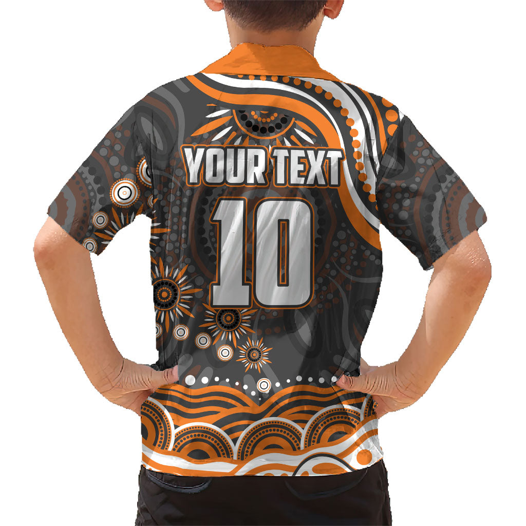 Personalized GWS Giants Rugby Family Matching Puletasi and Hawaiian Shirt Aboriginal Dot Art - Dreamtime Football Mascot