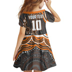 Personalized GWS Giants Rugby Family Matching Puletasi and Hawaiian Shirt Aboriginal Dot Art - Dreamtime Football Mascot
