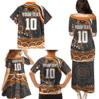Personalized GWS Giants Rugby Family Matching Puletasi and Hawaiian Shirt Aboriginal Dot Art - Dreamtime Football Mascot