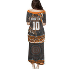 Personalized GWS Giants Rugby Family Matching Puletasi and Hawaiian Shirt Aboriginal Dot Art - Dreamtime Football Mascot